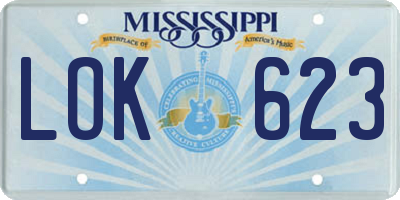 MS license plate LOK623