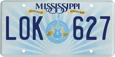 MS license plate LOK627