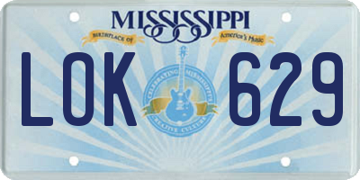 MS license plate LOK629