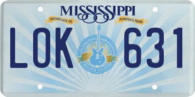 MS license plate LOK631