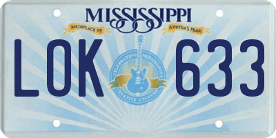 MS license plate LOK633