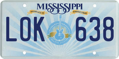 MS license plate LOK638