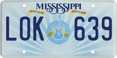 MS license plate LOK639