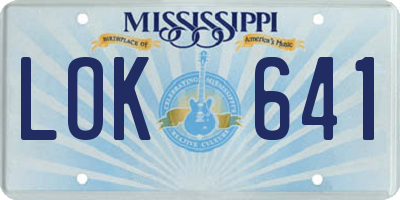 MS license plate LOK641