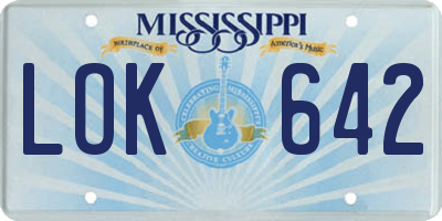 MS license plate LOK642