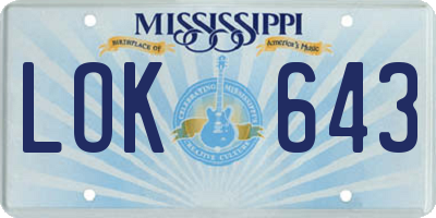 MS license plate LOK643