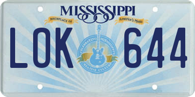MS license plate LOK644