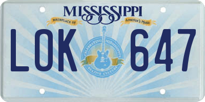 MS license plate LOK647