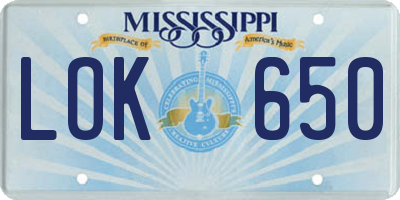 MS license plate LOK650