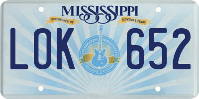 MS license plate LOK652