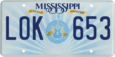 MS license plate LOK653