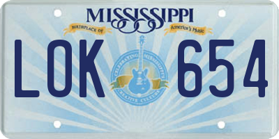 MS license plate LOK654