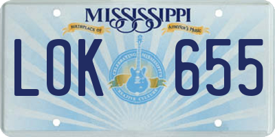 MS license plate LOK655