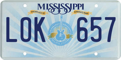 MS license plate LOK657