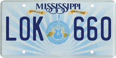 MS license plate LOK660