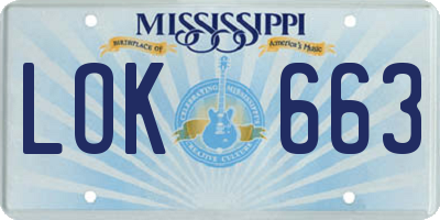 MS license plate LOK663