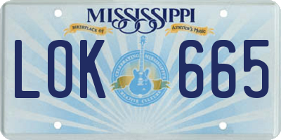 MS license plate LOK665