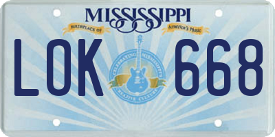 MS license plate LOK668