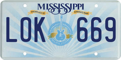 MS license plate LOK669