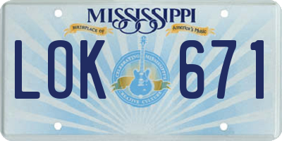 MS license plate LOK671
