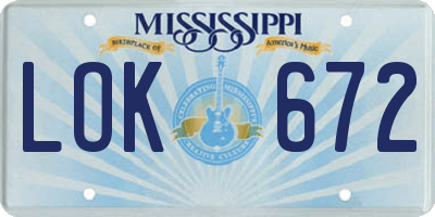 MS license plate LOK672