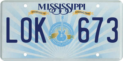 MS license plate LOK673