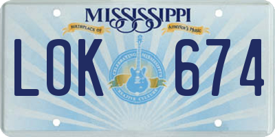 MS license plate LOK674