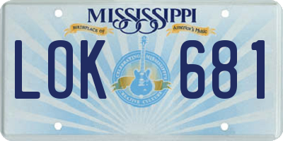 MS license plate LOK681