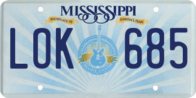 MS license plate LOK685