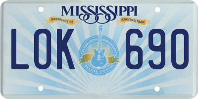 MS license plate LOK690