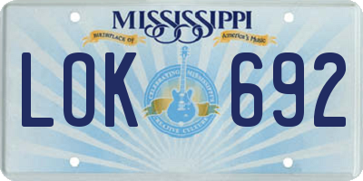 MS license plate LOK692