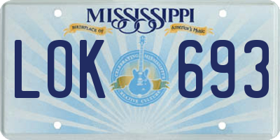 MS license plate LOK693