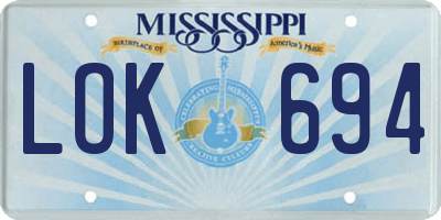 MS license plate LOK694