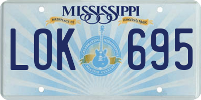 MS license plate LOK695