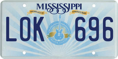 MS license plate LOK696