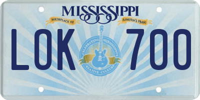 MS license plate LOK700