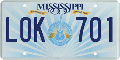 MS license plate LOK701