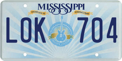 MS license plate LOK704