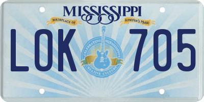 MS license plate LOK705