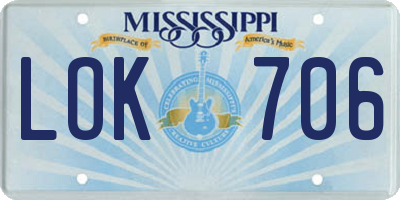 MS license plate LOK706