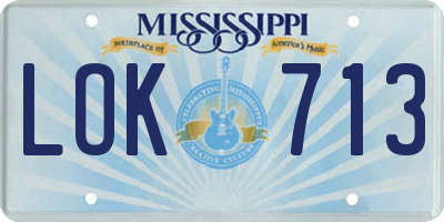 MS license plate LOK713