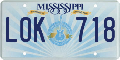MS license plate LOK718
