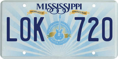 MS license plate LOK720