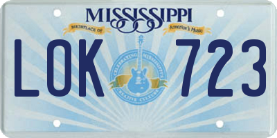MS license plate LOK723