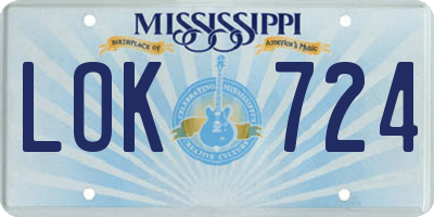 MS license plate LOK724