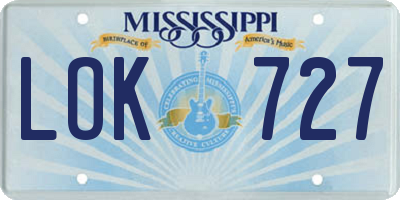 MS license plate LOK727