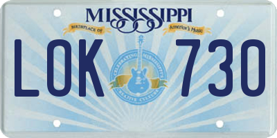 MS license plate LOK730
