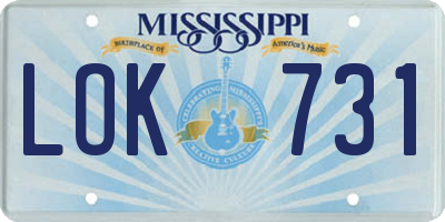 MS license plate LOK731