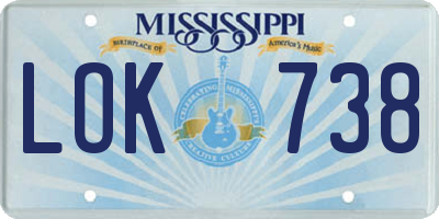 MS license plate LOK738