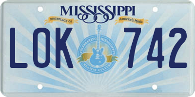 MS license plate LOK742